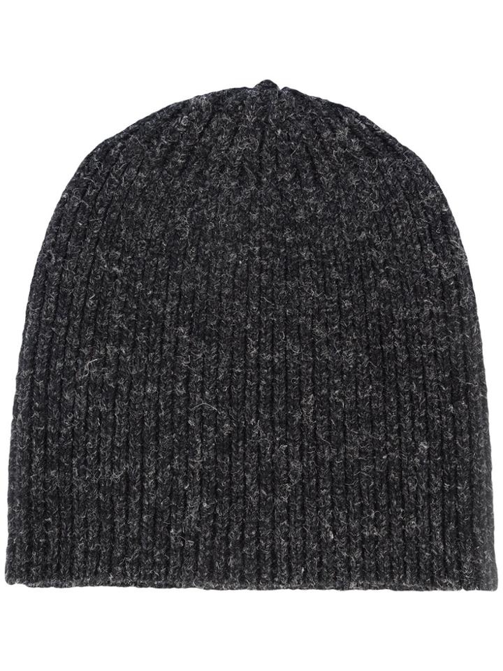 Jan Jan Van Essche Speckled Rib Knit Beanie - Black
