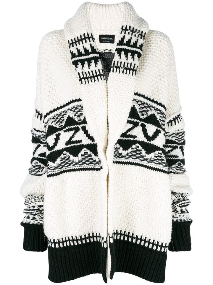 Zadig & Voltaire Fashion Show Native American Style Intarsia Cardigan -