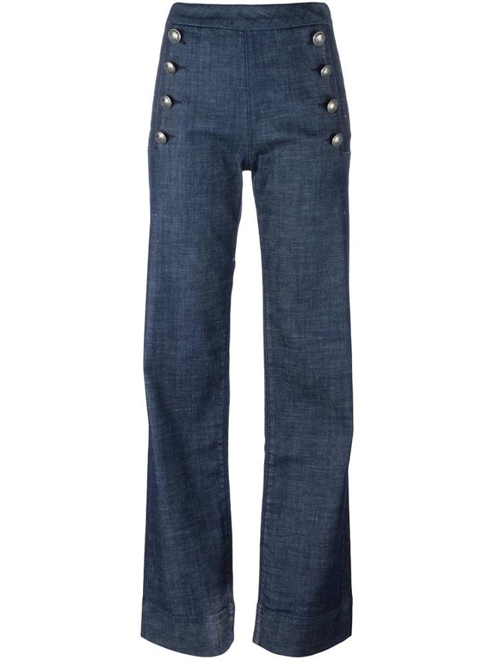 Tommy Hilfiger Tommy X Gigi Hadid Straight Leg High Waisted Jeans, Women's, Size: 29, Blue, Cotton/polyester/spandex/elastane