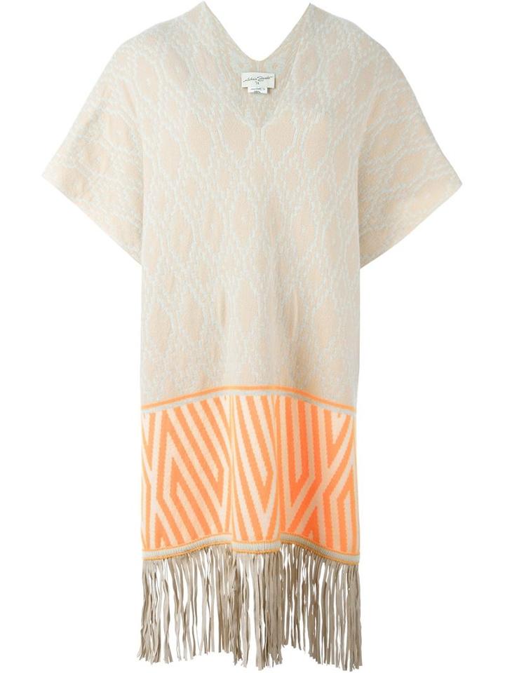 Antonia Zander 'marrakech' Fringed Knit Kaftan, Women's, Nude/neutrals, Cashmere