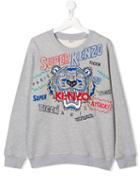 Kenzo Kids Teen 'super Kenzo' Tiger Sweatshirt - Grey