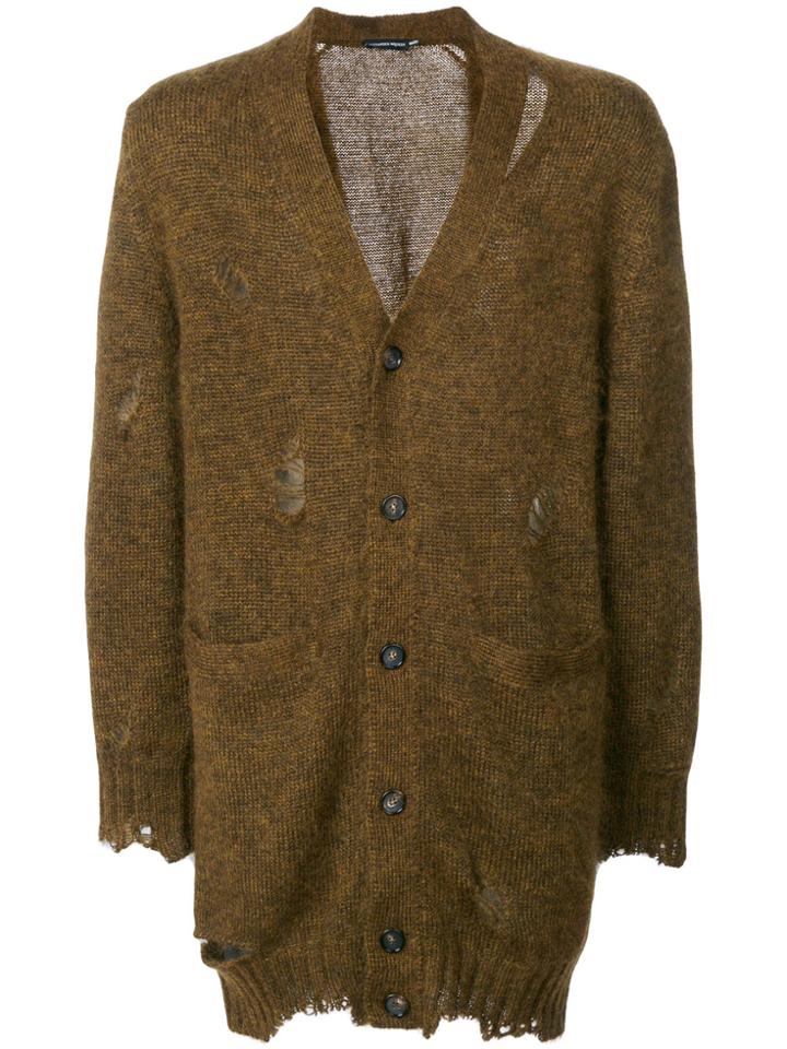 Alexander Mcqueen Distressed Longline Cardigan - Brown