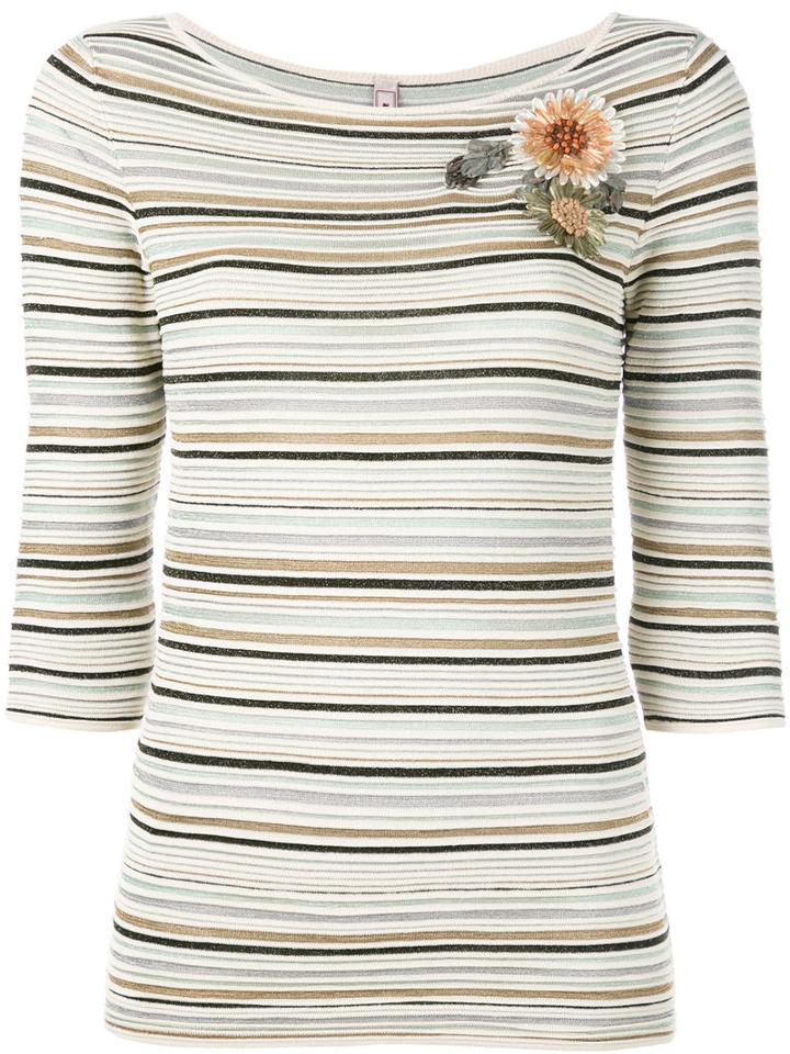 Antonio Marras - Striped Corsage Jumper - Women - Nylon/polyester/viscose - S, Nude/neutrals, Nylon/polyester/viscose