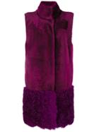 Drome Fur Midi Vest - Pink & Purple