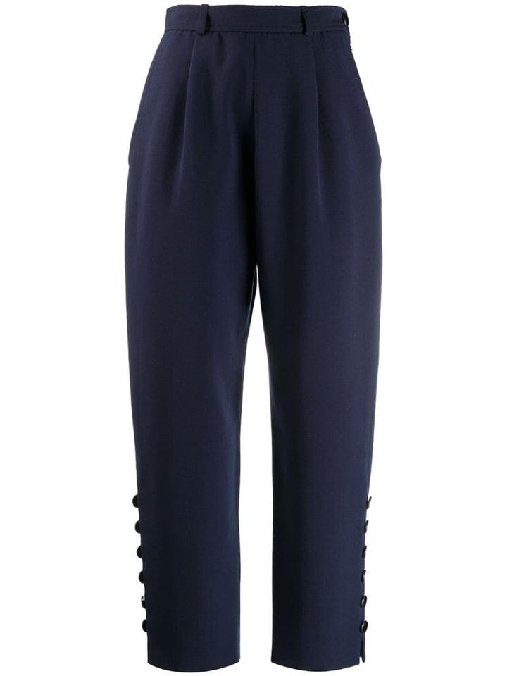 Yves Saint Laurent Pre-owned 1980's Button-embellished Trousers - Blue