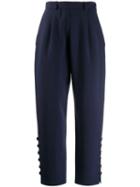 Yves Saint Laurent Pre-owned 1980's Button-embellished Trousers - Blue