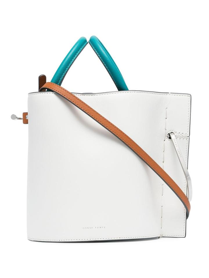 Danse Lente White, Blue And Tan Bobbi Leather Bucket Bag