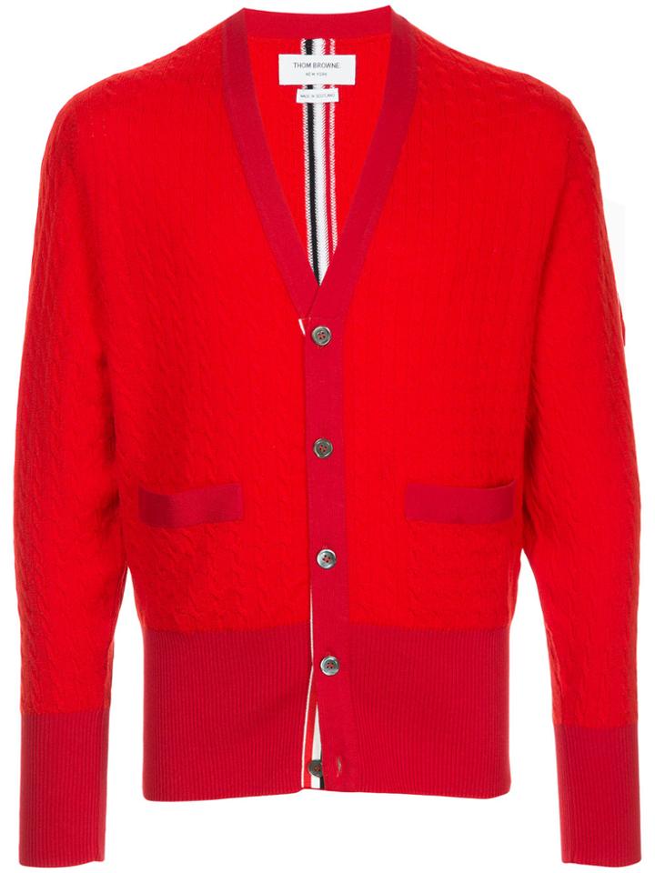 Thom Browne Cable Knit Cardigan - Red
