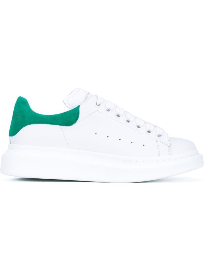 Alexander Mcqueen Leather Trainers With Green Trim
