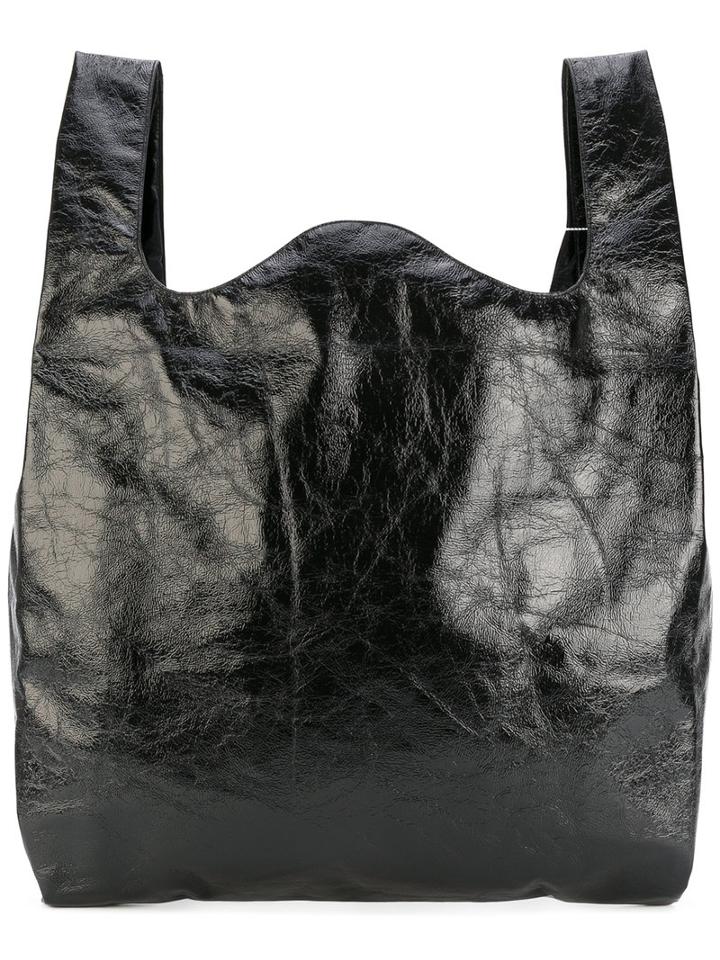 Glossy Effect Tote - Women - Polyamide/polyester - One Size, Black, Polyamide/polyester, Mm6 Maison Margiela