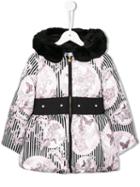 Young Versace Butterfly Stripe Print Coat, Girl's, Size: 10 Yrs, Black