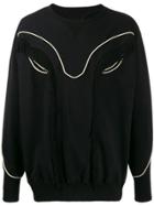 Facetasm Fringed Embroidered Sweatshirt - Black