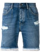 Frankie Morello Distressed Denim Shorts - Blue