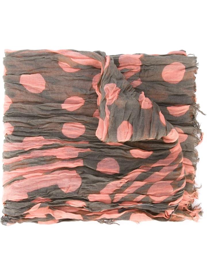 Yohji Yamamoto Printed Creased Scarf, Men's, Grey, Rayon/silk