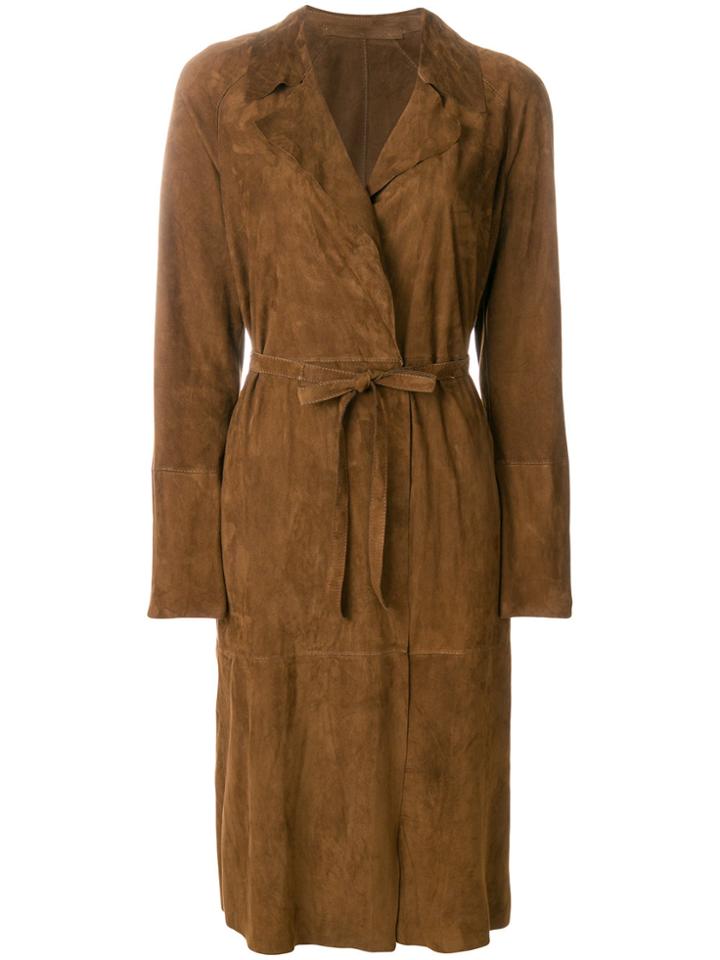Salvatore Santoro Tie Waist Midi Coat - Brown