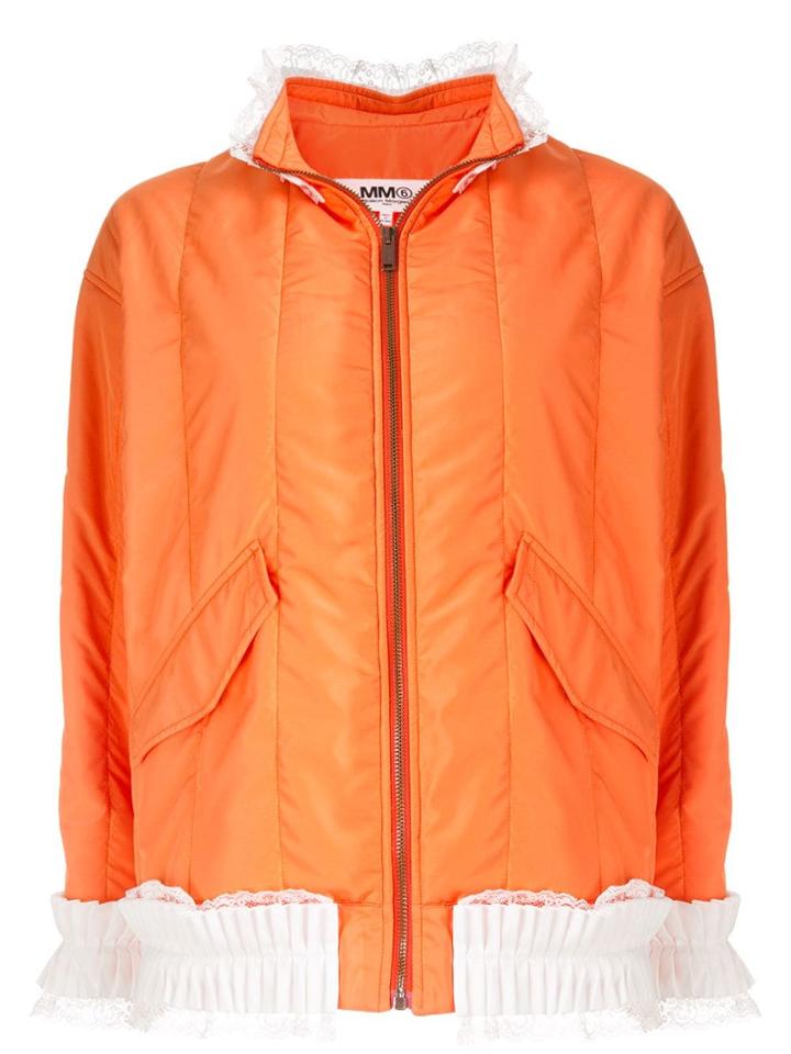 Mm6 Maison Margiela Fitted Jacket With Lace Trim - Orange