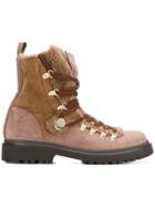 Moncler Panelled Hiking Boots - Brown