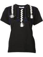 Toga Appliqué Ribbon T-shirt, Women's, Size: 40, Black, Cotton/rayon