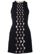 David Koma Geometric Embellishment Fitted Dress, Women's, Size: 10, Black, Acetate/viscose/spandex/elastane/lyocell