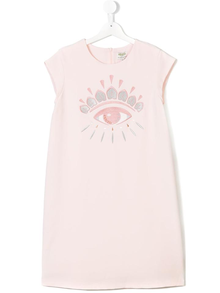 Kenzo Kids Embroidered Eye Dress - Pink & Purple