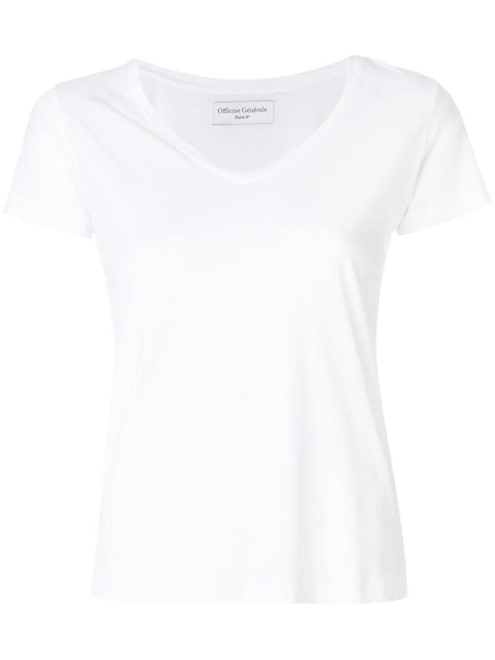 Officine Generale Classic V-neck T-shirt - White