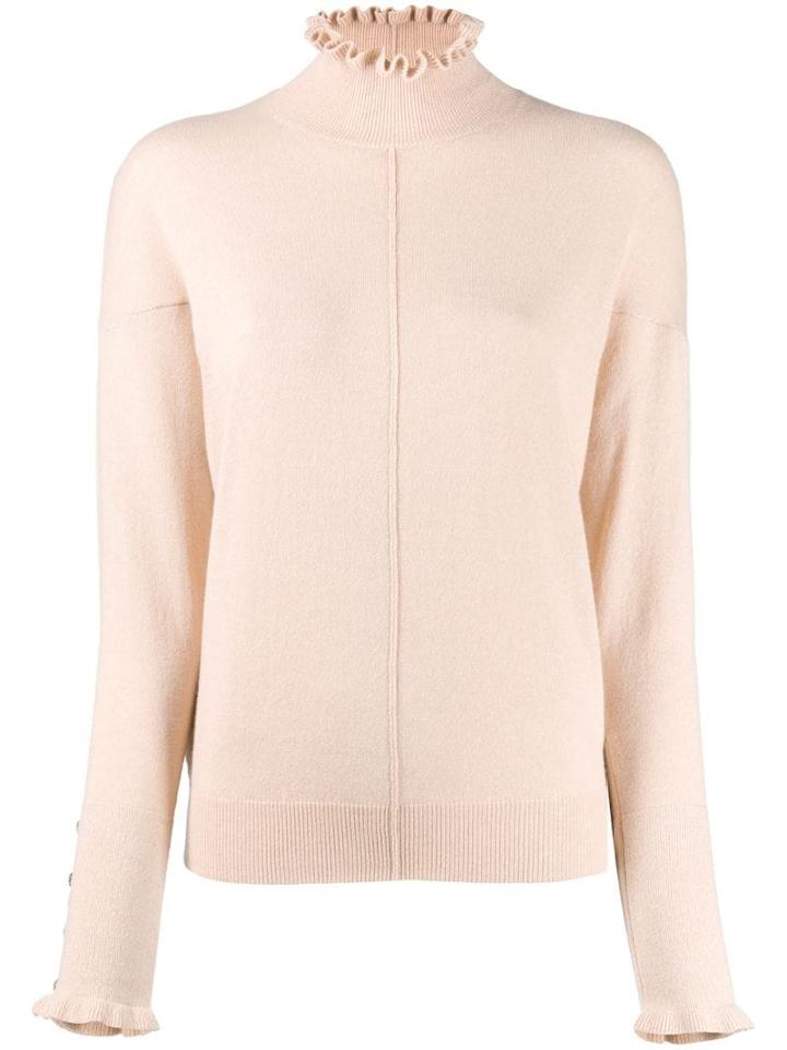 Chloé Turtleneck Ruffle Sweater - Pink