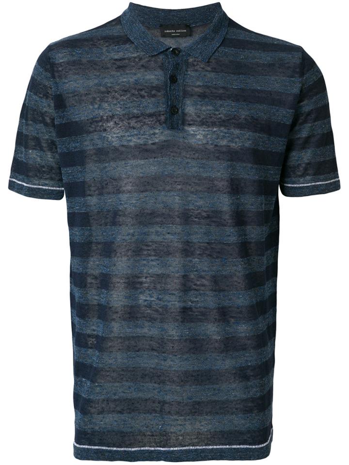 Roberto Collina Striped Polo Top - Blue