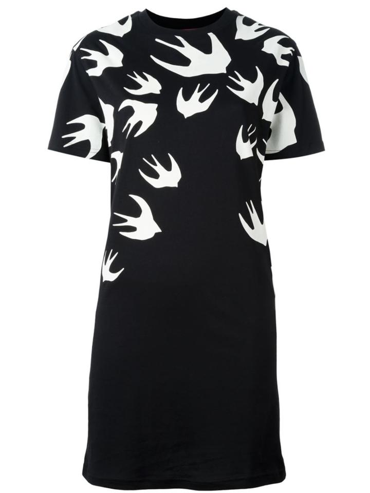 Mcq Alexander Mcqueen Swallow Swarm Print T-shirt, Women's, Size: S, Black, Cotton