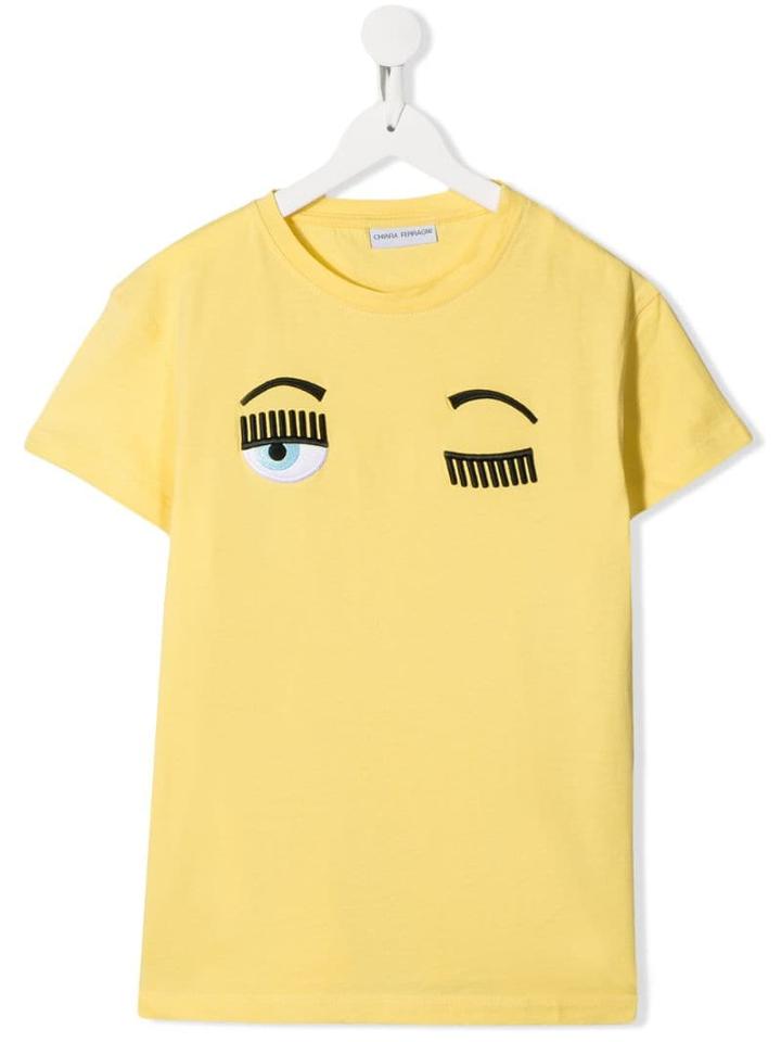 Chiara Ferragni Kids Teen Flirting Embroidered T-shirt - Yellow