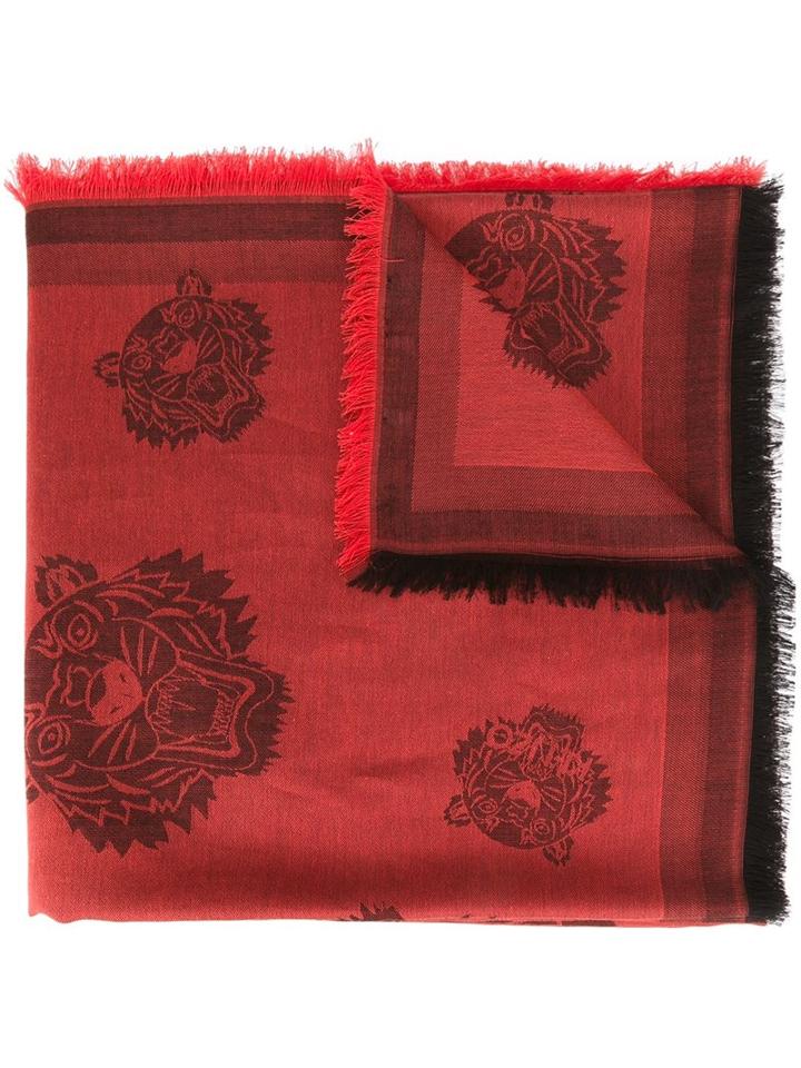 Kenzo 'mini Tiger' Scarf, Adult Unisex, Red, Modal/cotton