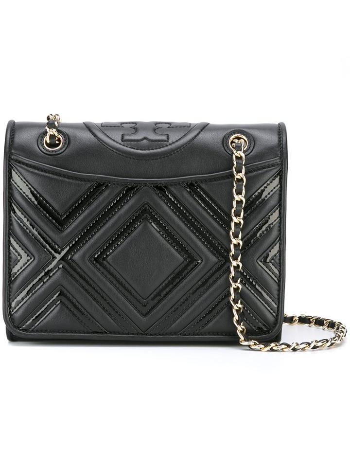 Tory Burch Embossed Geometric Pattern Bag, Women's, Black
