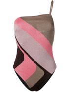 Circus Hotel Lamé One-shoulder Swimsuit - Pink