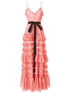 Brognano Tiered Lace Gown - Pink