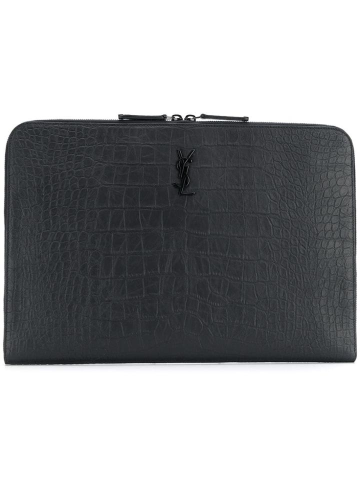 Saint Laurent Leather Clutch Bag - Black