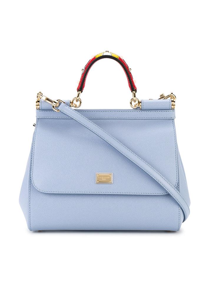 Dolce & Gabbana - Small Sicily Floral Top Handle Tote - Women - Leather - One Size, Blue, Leather