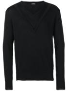 Les Hommes Double V-neck Sweater - Black