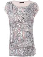Diesel Black Gold Abstract Print T-shirt, Women's, Size: Xs, Pink/purple, Viscose/silk