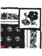 Kenzo Spray Paint Effect Multi Icon Scarf, Women's, Black, Silk