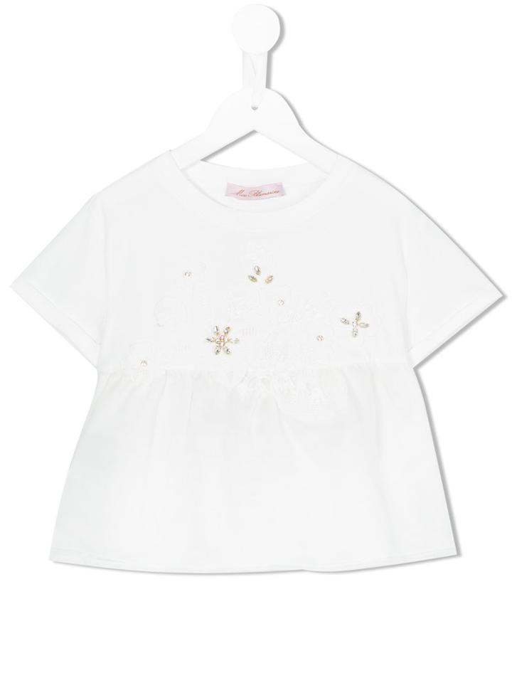 Miss Blumarine - Embellished T-shirt - Kids - Cotton/spandex/elastane - 8 Yrs, White