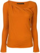 Muller Of Yoshiokubo Front Twist Ribbed Top - Yellow & Orange