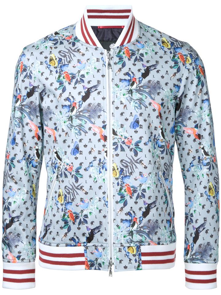 Loveless - Floral Print Bomber Jacket - Men - Cotton/polyurethane - 3, Blue, Cotton/polyurethane