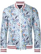 Loveless - Floral Print Bomber Jacket - Men - Cotton/polyurethane - 3, Blue, Cotton/polyurethane