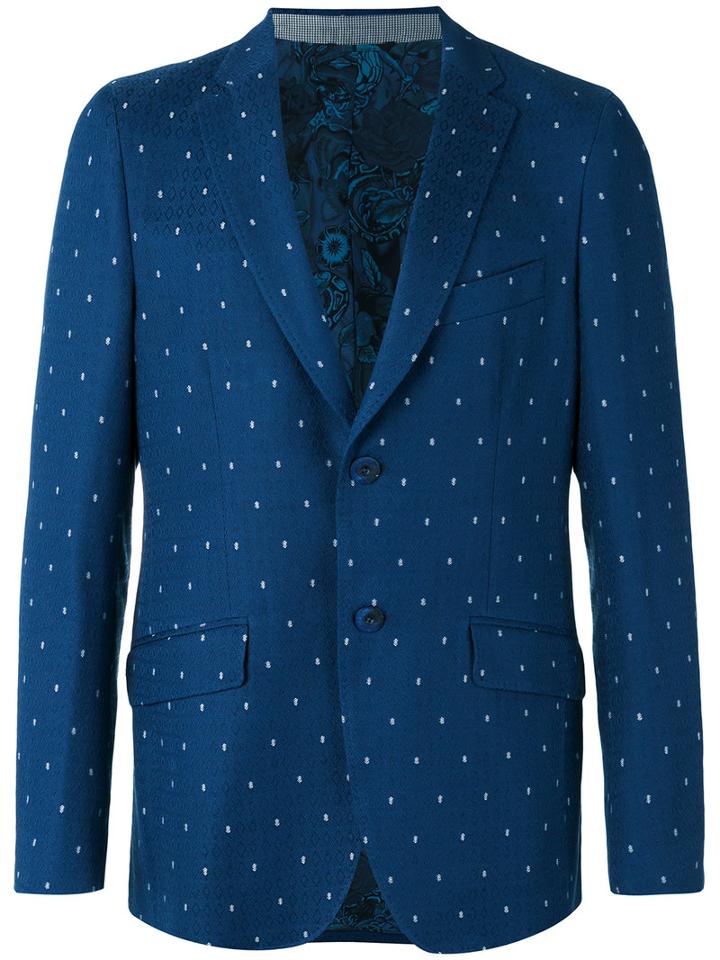 Etro - Dot Weave Two-button Jacket - Men - Cotton/silk/cupro - 50, Blue, Cotton/silk/cupro