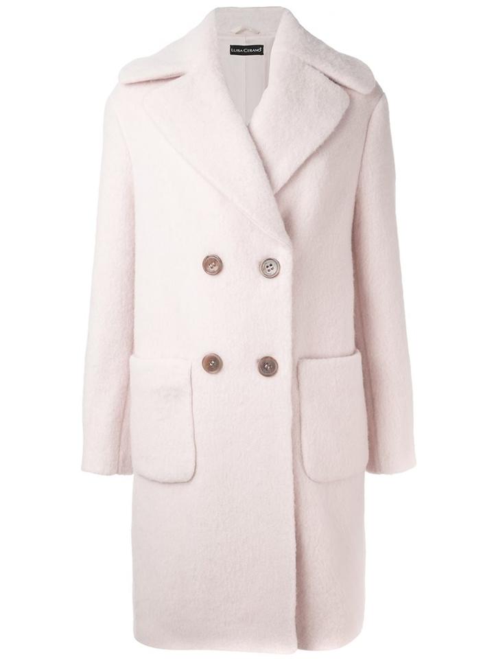 Luisa Cerano Double Breasted Coat, Women's, Size: 36, Pink/purple, Polyamide/polyester/viscose/virgin Wool