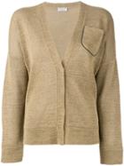 Brunello Cucinelli Long Sleeve Pocket Cardigan, Women's, Size: Large, Brown, Cotton