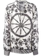 Dolce & Gabbana Wheel Print Pyjama Shirt, Men's, Size: 41, Nude/neutrals, Silk