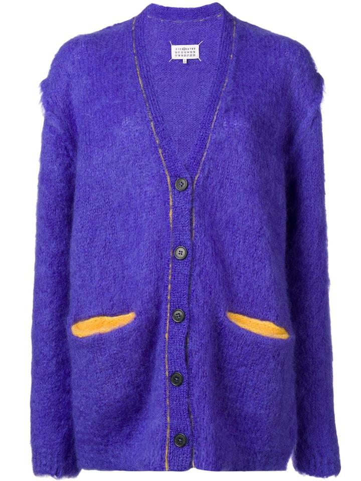 Maison Margiela Contrast Trim Cardigan - Purple