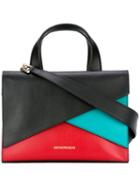 Emporio Armani Colour Block Tote, Women's, Black, Leather/cotton