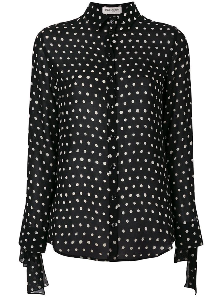 Saint Laurent Polka Dot Print Blouse - Black