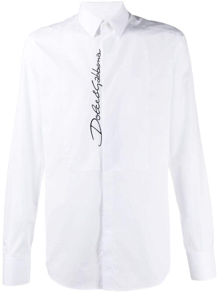 Dolce & Gabbana Embroidered Logo Tailored Shirt - White